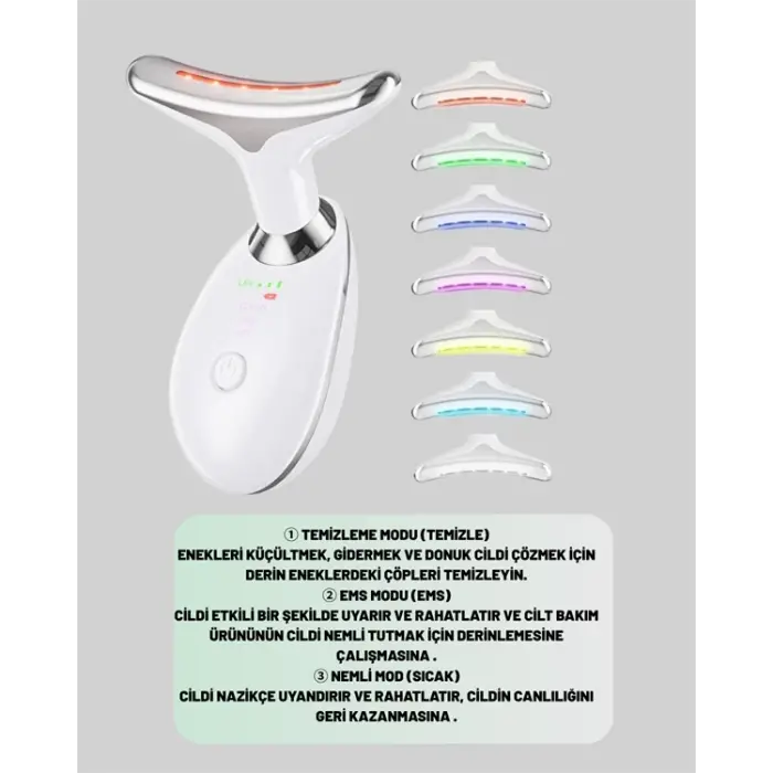 Kompakt ve Taşınabilir Cilt Bakım Cihazı – 3 Fonksiyonlu, USB Şarjlı, LED Işıklı Güzellik Aleti