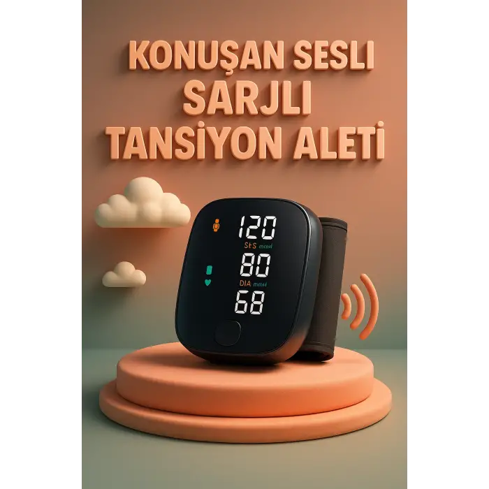 Konuşan Sesli Şarjlı Tansiyon Aleti Profil Kayıtlı Lcd Dokunmatik Ekran