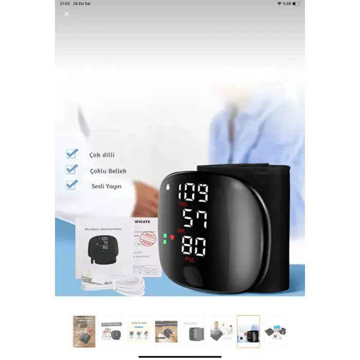 Konuşan Sesli Şarjlı Tansiyon Aleti Profil Kayıtlı Lcd Dokunmatik Ekran