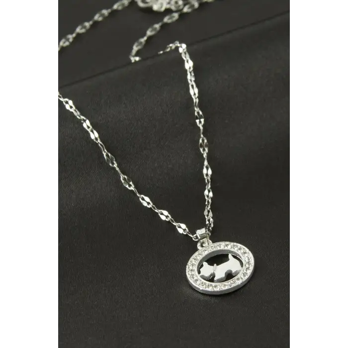 Köpek Zirkon Taşlı Kolye