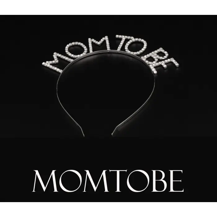 Kristal Taşlı Gümüş Renk Mom to Be Tacı Anne Tacı