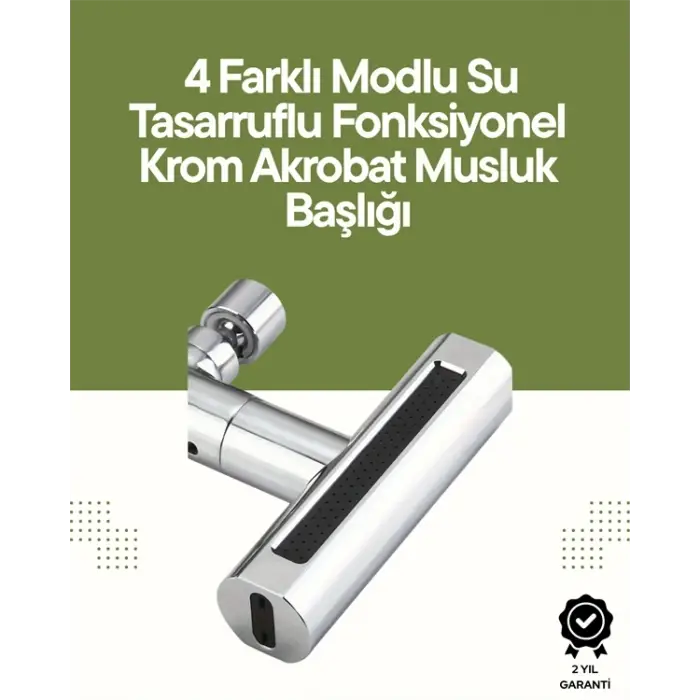 Krom Musluk Başlığı | 4ü 1 Arada Su Çıkışı | Kolay Montajlı