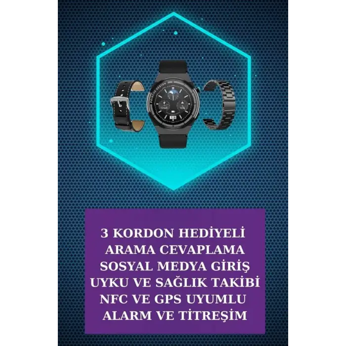 Kulak İçi Kablosuz Bluetooth Kulaklık ve NFC ve GPS Özellikli Akıllı Saat Alarm ve Titreşim