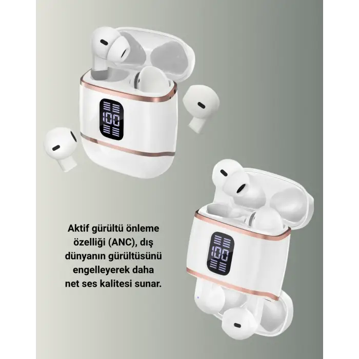 Kulakiçi Bluetooth Kulaklık V5.3 – 4’lü Set, Dijital Ekranlı, Gürültü Engelleme