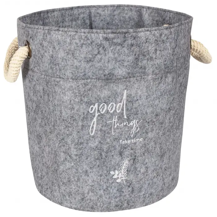 Kulplu Yuvarlak Düzenleyici Çok Amaçlı Kolay Taşınabilen Organizer Keçe Sepet (3lü Set)