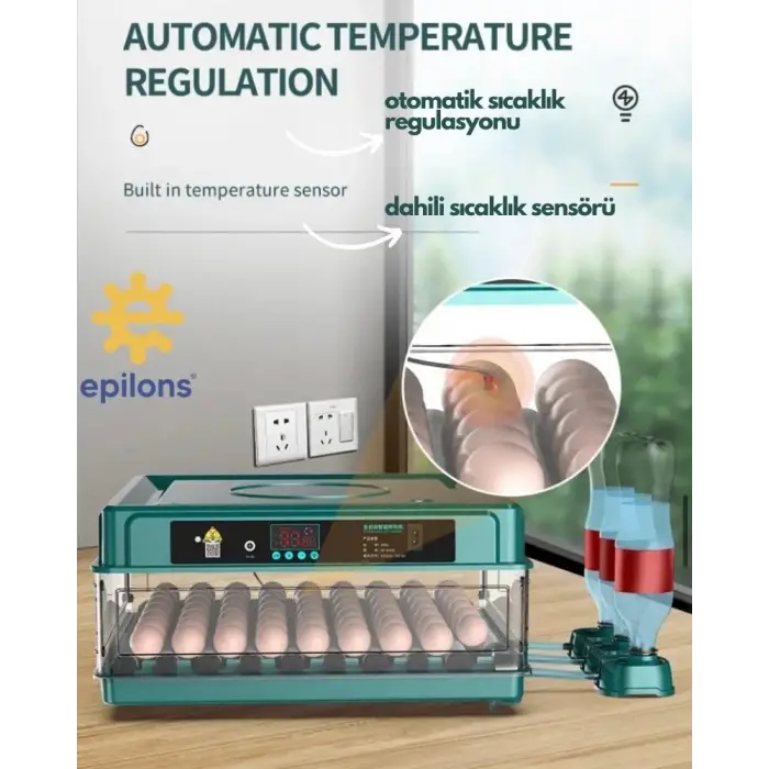 Kuluçka Makinesi Epo-130my Extra Hediyeli 130 Yumutalık Yedek Motorlu İncubator