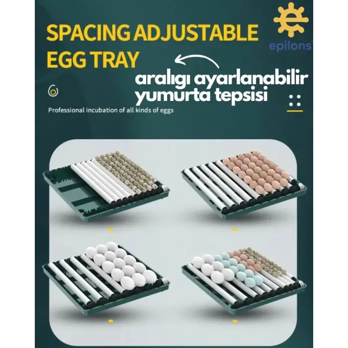 130 Yumurtalık Tam Otomatik Kuluçka Makinesi Wi-fi Kamera Hediyeli Yedek Motorlu Profesyonel Tavuk Kaz Ördek Bıldırcın Güvercin Süs Kuşu İçin İdeal