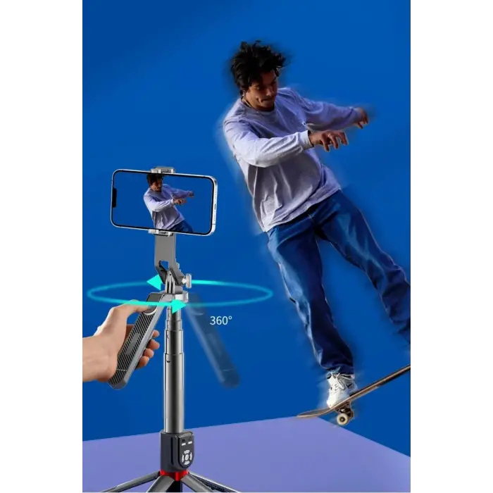 Kumandalı 360 Derece Dönebilen Cep Telefonu Ve Kamera Tripodu 2.2m Uzayabilen Selfie Çubuğu