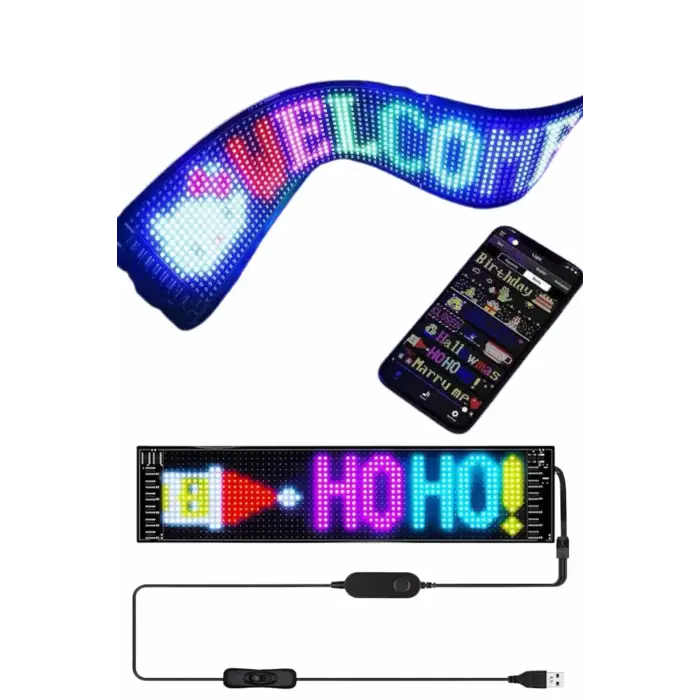 Kumandalı App Kontrollü LED Ekran 16X192 Led Matrix Araç Camı Yazısı