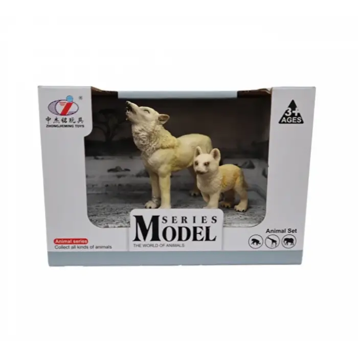 Kutulu Model Uluyan Kurt ve Yavrusu