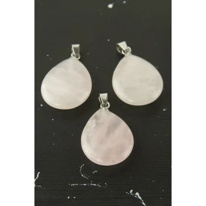 Kuvars Oval Doğaltaş Kolye Ucu 1 Adet