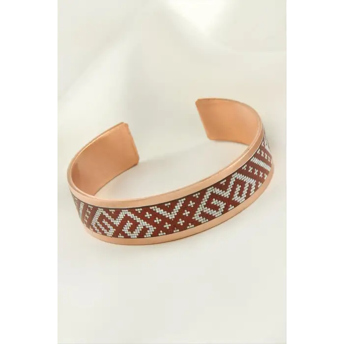 Labirent Kalın Bakır Kelepçe Bileklik