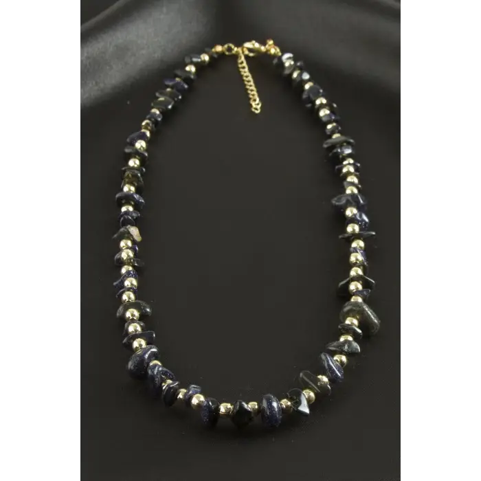 Lacivert Yıldız Kırık Doğaltaş Kolye