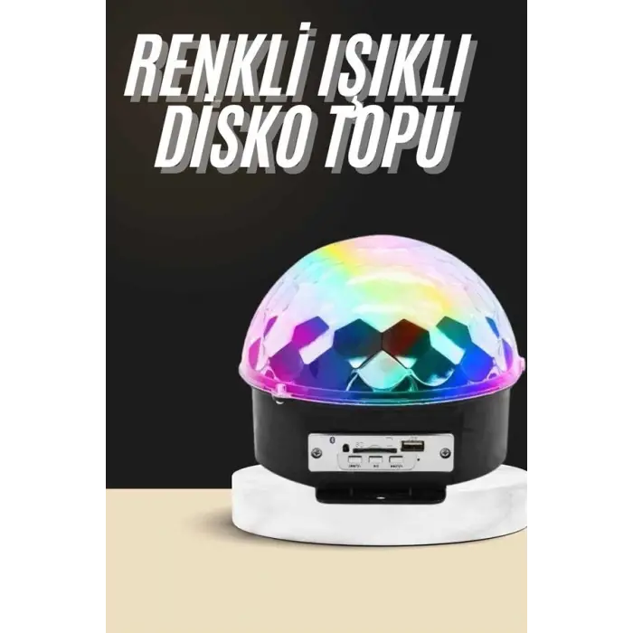 Led Işık Disko Topu Bluetooth Hoparlörlü Usb Müzik Çalar Kumandalı