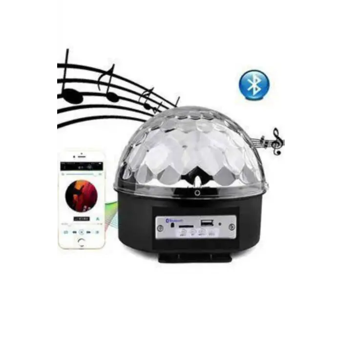 Led Işık Disko Topu Bluetooth Hoparlörlü Usb Müzik Çalar Kumandalı