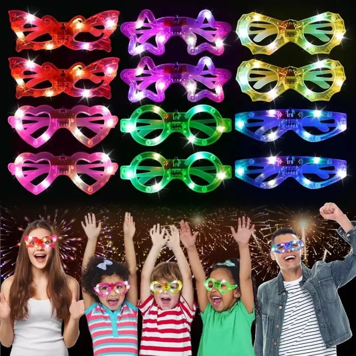 Led Işıklı Karışık 6 Model Yanar Söner Parti Gözlüğü 12 Adet