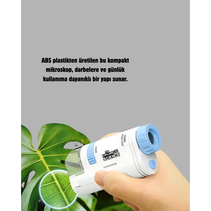 LED Işıklı Mikroskop 80X–200X Zoom Eğitici Bilim Seti ve Taşınabilir