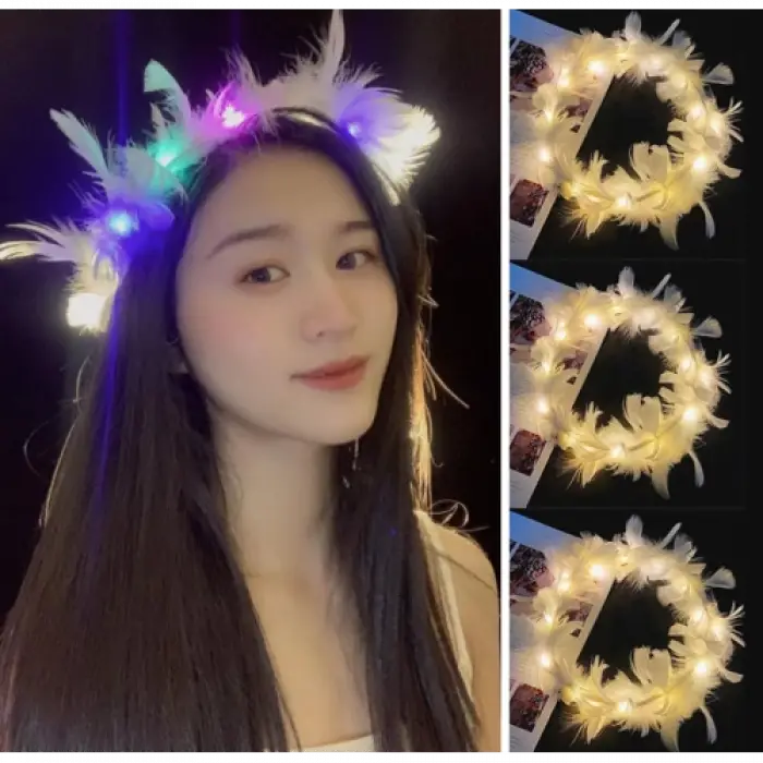 Led Işıklı RGB 3 Fonksiyonlu Otrişli Parti Tacı Renkli