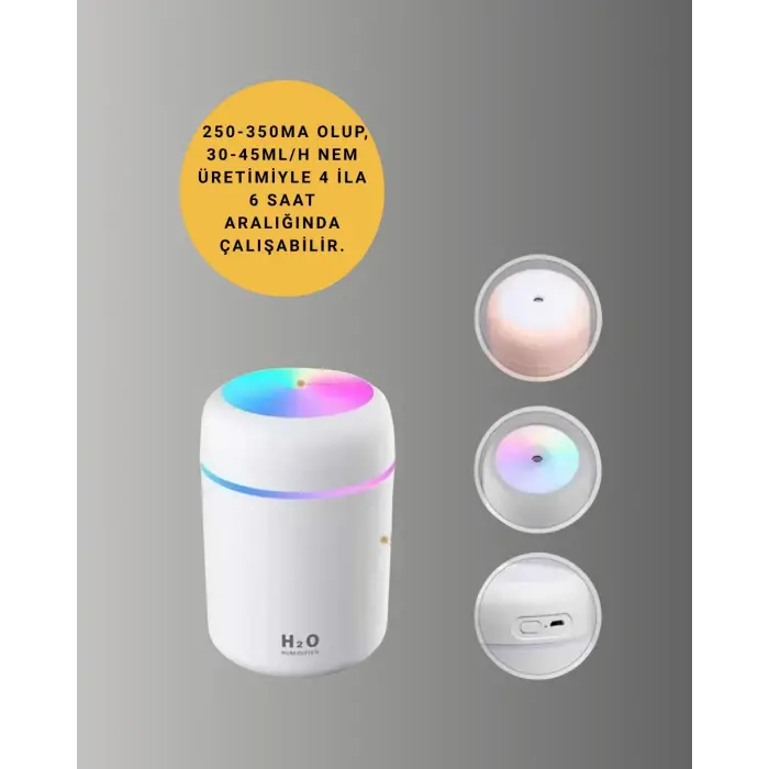 Led Işıklı Sessiz Masaüstü Nemlendirici – 3 Buhar Modu