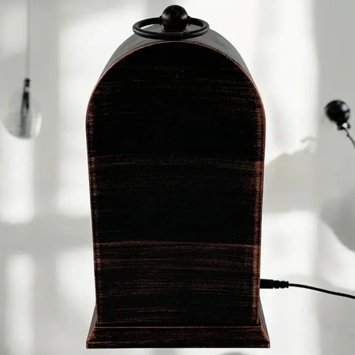 LED Işıklı Siyah Eskitme Şömine Saat