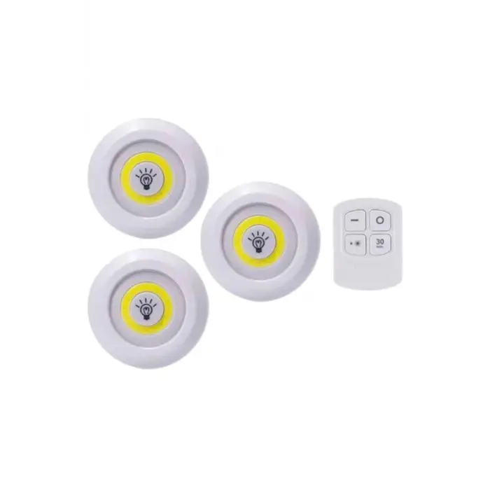 Led Lamba 3lü Uzaktan Kumandalı Yapışkanlı