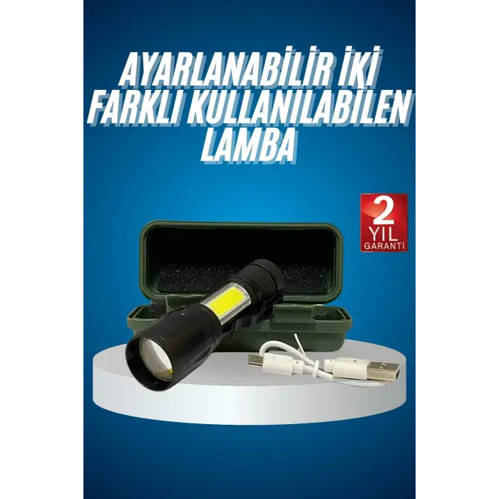 Led Lamba El Feneri Küçük Taşınabilir USB Şarjlı Acil Durum Lambası