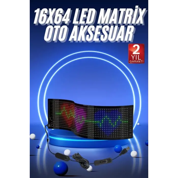 LED Matrix Panel RGB Ekran Kumandalı  Araç Camına Uygun