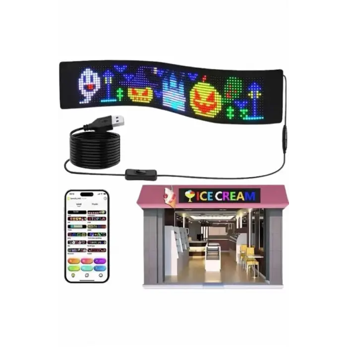 LED Matrix Panel RGB Ekran Kumandalı  Araç Camına Uygun