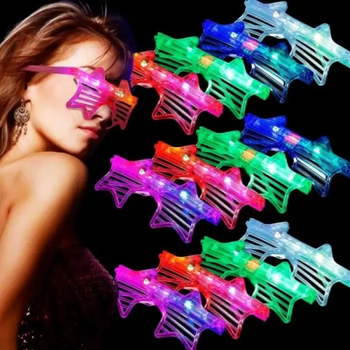 Ledli Yıldız Parti Gözlüğü 6 Renk 12 Adet