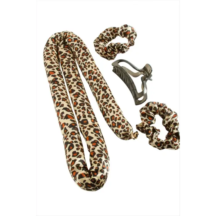 leopar Desenli Bugidi Saç Şekillendirici Sünger Set