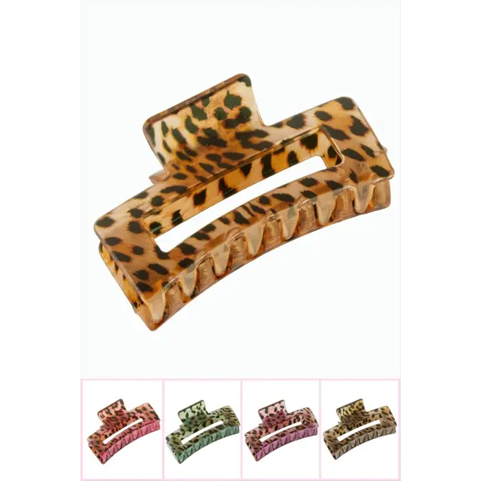 Leopar Desenli Dikdörtgen Mandal Toka 8 cm