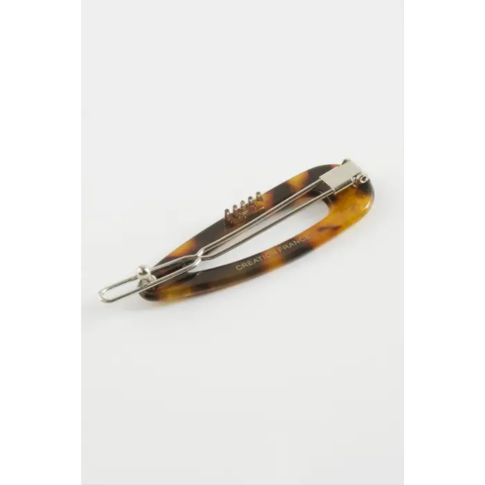 Leopar Desenli Taşlı Klipsli Toka