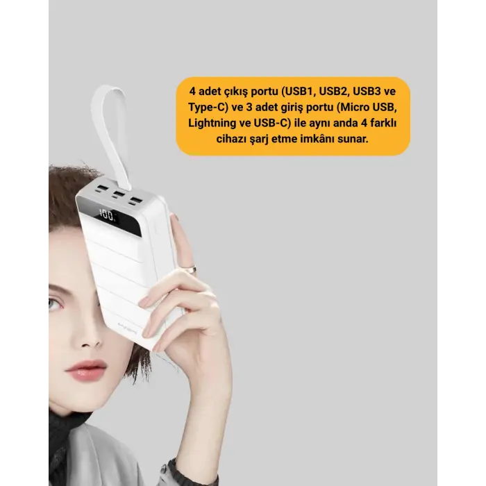 Lightning ve Type-C Girişli 50000mAh Powerbank