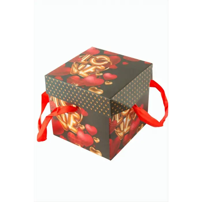 Love Yazılı Simli Kare Hediyelik Kutu 22 cm