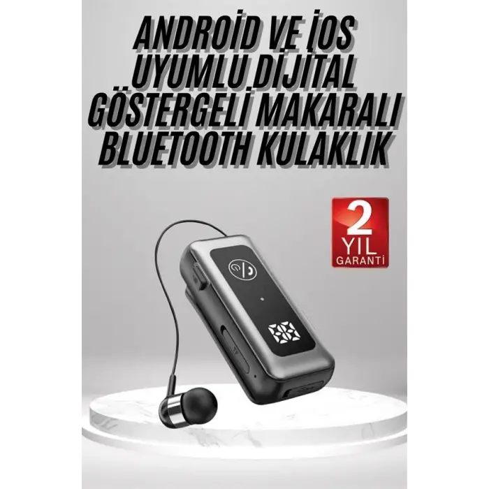 Makaralı Kulaklık Sd Kart Girişli Dijital Göstergeli Kablolu Bluetooth Kulaklık