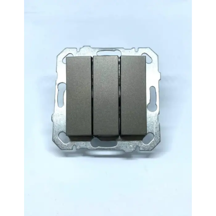 Füme Üçlü Anahtar Çerçevesiz - Priz ve Anahtar İçin Uyumlu Çerçeve