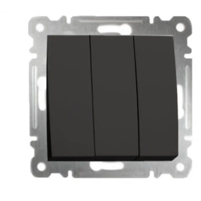 Siyah Üçlü Anahtar Parlak Çerçevesiz - Priz ve Anahtar İçin Uyumlu Çerçeve