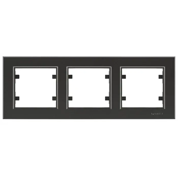 Siyah Üçlü Yatay Çerçeve - Priz ve Anahtar İçin Uyumlu Çerçeve