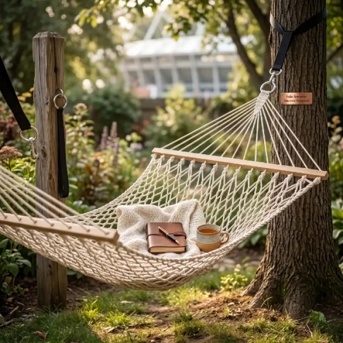 Makrome İp Lüks Tek Kişilik Hamak