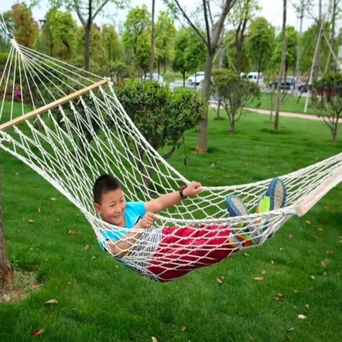 Makrome İp Lüks Tek Kişilik Hamak