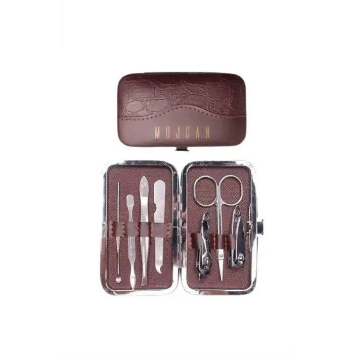 Manikür Pedikür Seti 7 Parça Tırnak Makası Kaş Makası Cımbız Çantalı