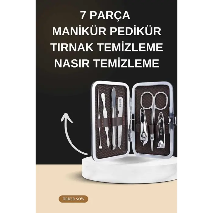 Manikür Pedikür Seti İkili Set El ve Ayak Bakımı Nasır Temizleme Protez Tırnak Çıkarma
