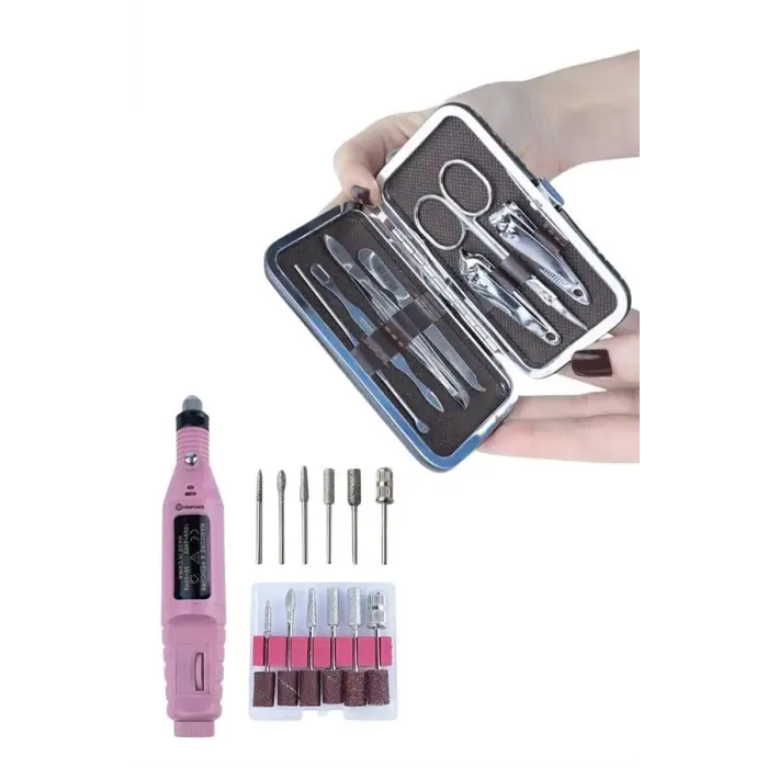 Manikür Pedikür Seti İkili Set El ve Ayak Bakımı Nasır Temizleme Protez Tırnak Çıkarma