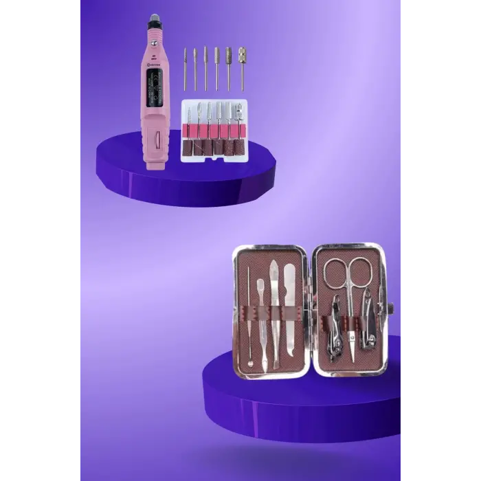 Manikür Pedikür Seti İkili Set El ve Ayak Bakımı Nasır Temizleme Protez Tırnak Çıkarma