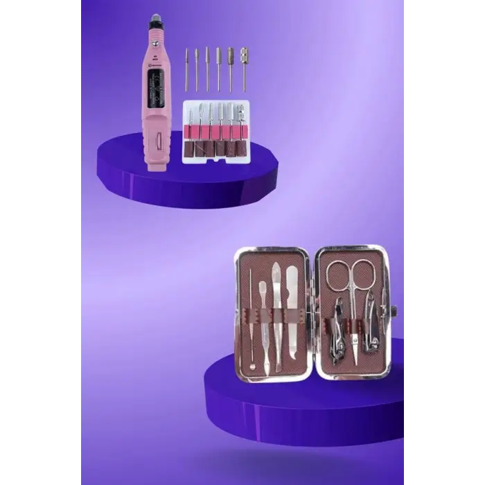 Manikür Pedikür Seti İkili Set El ve Ayak Bakımı Nasır Temizleme Protez Tırnak Çıkarma