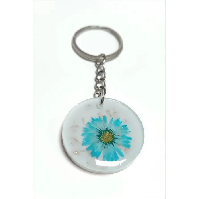 Mavi Papatya Epoksi Anahtarlık