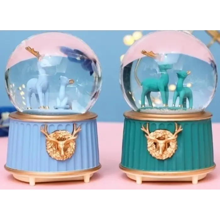 Mavi-yeşil Geyik Kar Küresi Küçük Boy