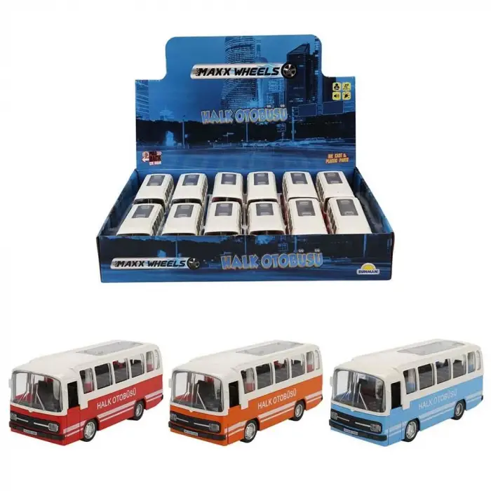 Maxx Wheels Sesli ve Işıklı Nostaljik Halk Otobüsü 15 cm - 83166  -  1 Adet Fiyatıdır