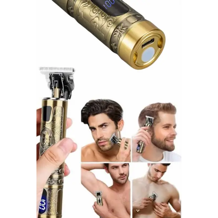 Metal Gövdeli Saç Sakal Çizim Kesme Tıraş Makinesi Kısaltma Makinesi