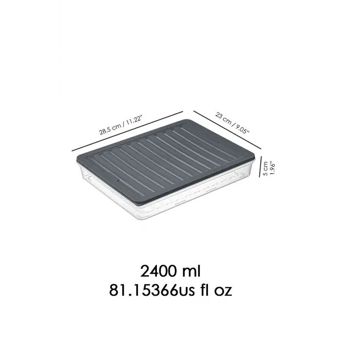 Mikrodalga Uyumlu Saklama Kabı Erzak Kabı Antrasit 1 X 2400ml